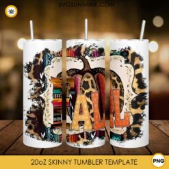 Fall Leopard Pumpkin Vintage 20oz Skinny Tumbler PNG File Digital Download