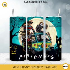 Horror Villains Friends 20oz Skinny Tumbler PNG, Halloween Movies Character Tumbler PNG File Digital Download