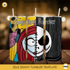 Jack Skellington And Sally 20oz Tumbler PNG, The Nightmare Before Christmas Tumbler Template PNG File Digital Download