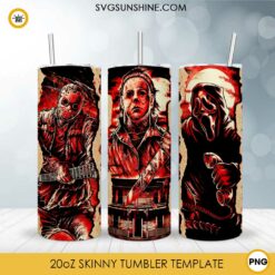 Jason Voorhees Michael Myers Ghostface 20oz 20oz Skinny Tumbler PNG Design Files Digital Download