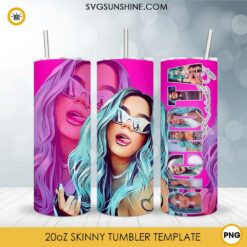 Karol G Barbie 20oz Skinny Tumbler Design PNG, La Bichota Tumbler Template PNG