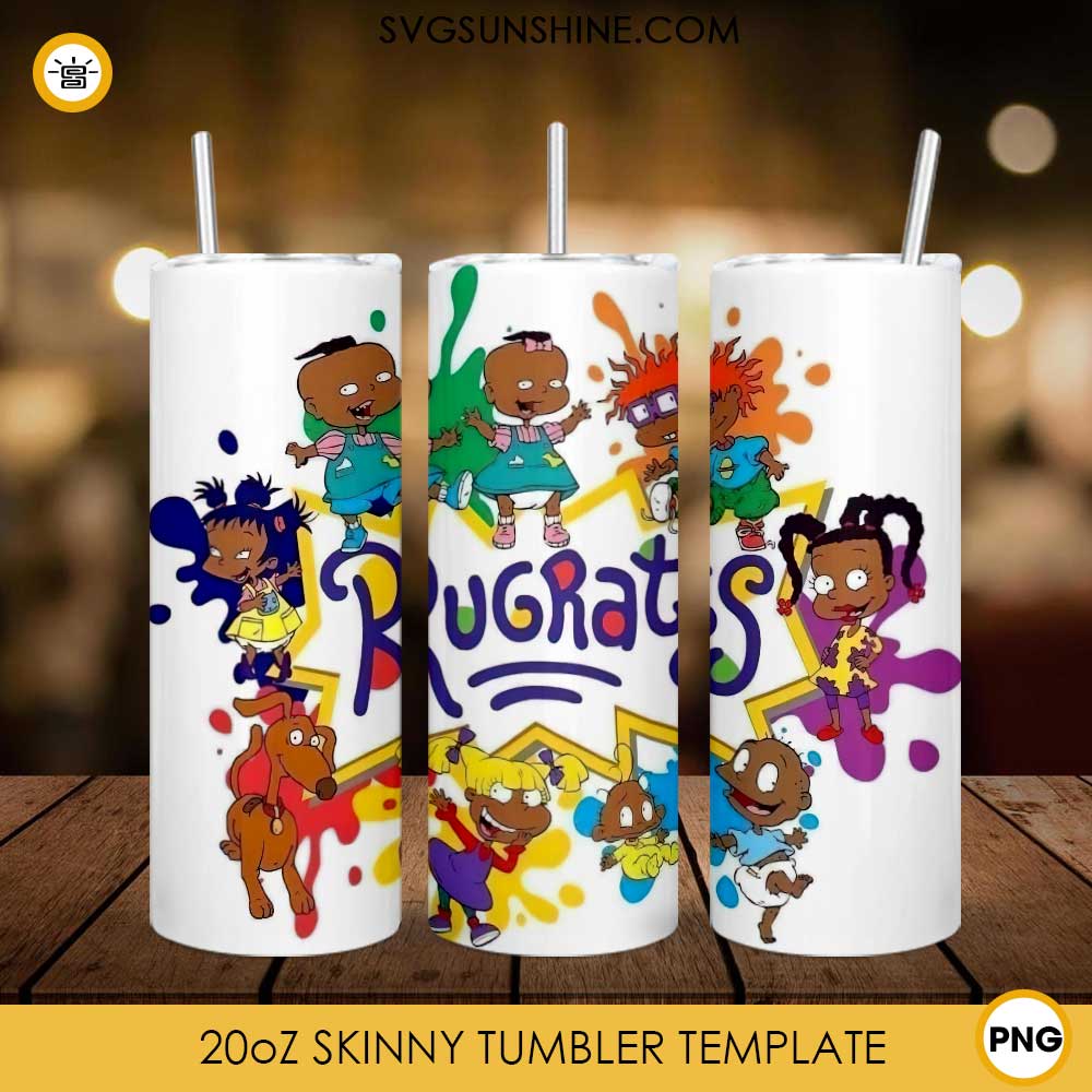 Rugrats 20oz Skinny Tumbler Template PNG, Rugrats Characters Tumbler PNG File Digital Download
