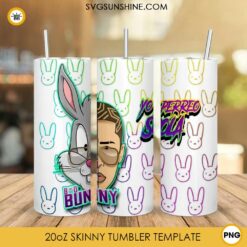 Yo Perreo Sola Bad Bunny 20oz Skinny Tumbler Template PNG