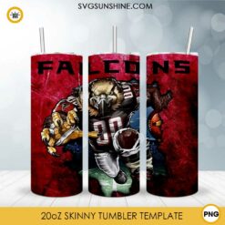 Atlanta Falcons 20oz Skinny Tumbler Template PNG, Falcons Football Tumbler PNG File Digital Download