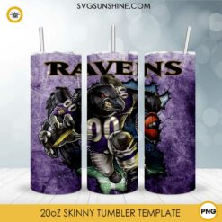 Baltimore Ravens 20oz Skinny Tumbler Template PNG, Ravens Football Tumbler PNG File Digital Download