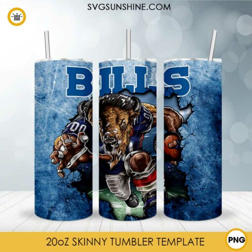 Buffalo Bills 20oz Skinny Tumbler Template PNG, Bills Football Tumbler PNG File Digital Download