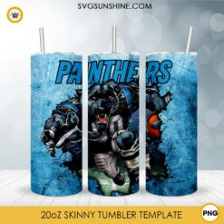 Carolina Panthers 20oz Skinny Tumbler Template PNG, Panthers Football Tumbler PNG File Digital Download