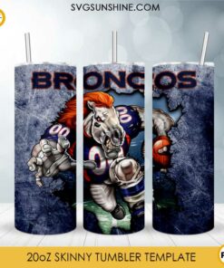 Denver Broncos 20oz Skinny Tumbler Template PNG, Broncos Football Tumbler PNG File Digital Download