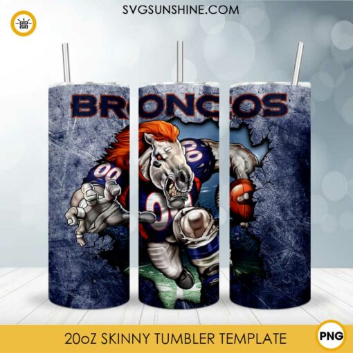 Denver Broncos 20oz Skinny Tumbler Template PNG, Broncos Football Tumbler PNG File Digital Download