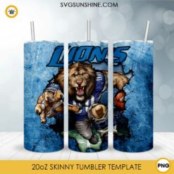 Detroit Lions 20oz Skinny Tumbler Template PNG, Lions Football Tumbler PNG File Digital Download