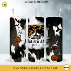 Halloween Junkie 20oz Skinny Tumbler Template PNG, Halloween Leopard Tumbler PNG File Digital Download