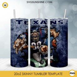 Houston Texans 20oz Skinny Tumbler Template PNG, Texans Football Tumbler PNG File Digital Download