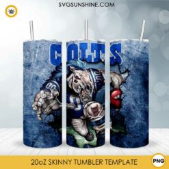 Indianapolis Colts 20oz Skinny Tumbler Template PNG, Colts Football Tumbler PNG File Digital Download