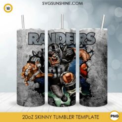 Las Vegas Raiders 20oz Skinny Tumbler Template PNG, Raiders Football Tumbler PNG File Digital Download