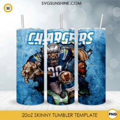Los Angeles Chargers 20oz Skinny Tumbler Template PNG, Chargers Football Tumbler PNG File Digital Download