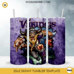Minnesota Vikings 20oz Skinny Tumbler Template PNG, Vikings Football Tumbler PNG File Digital Download