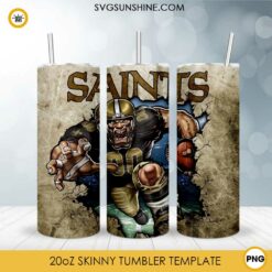 New Orleans Saints 20oz Skinny Tumbler Template PNG, Saints Football Tumbler PNG File Digital Download