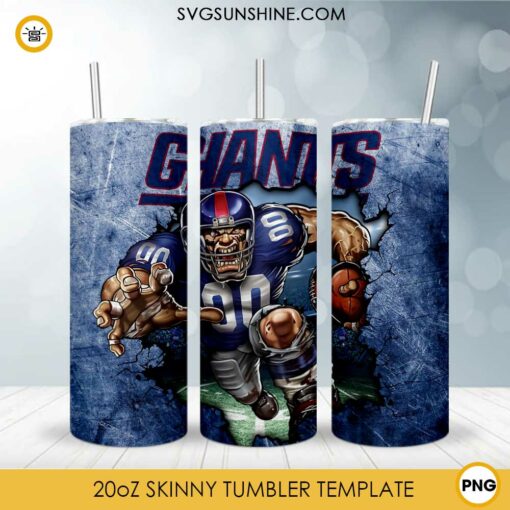New York Giants 20oz Skinny Tumbler Template PNG, Giants Football Tumbler PNG File Digital Download