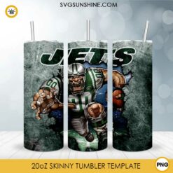 New York Jets 20oz Skinny Tumbler Template PNG, Jets Football Tumbler PNG File Digital Download