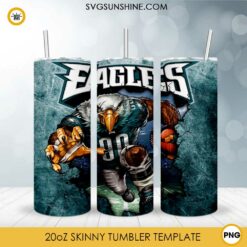 Philadelphia Eagles 20oz Skinny Tumbler Template PNG, Eagles Football Tumbler PNG File Digital Download