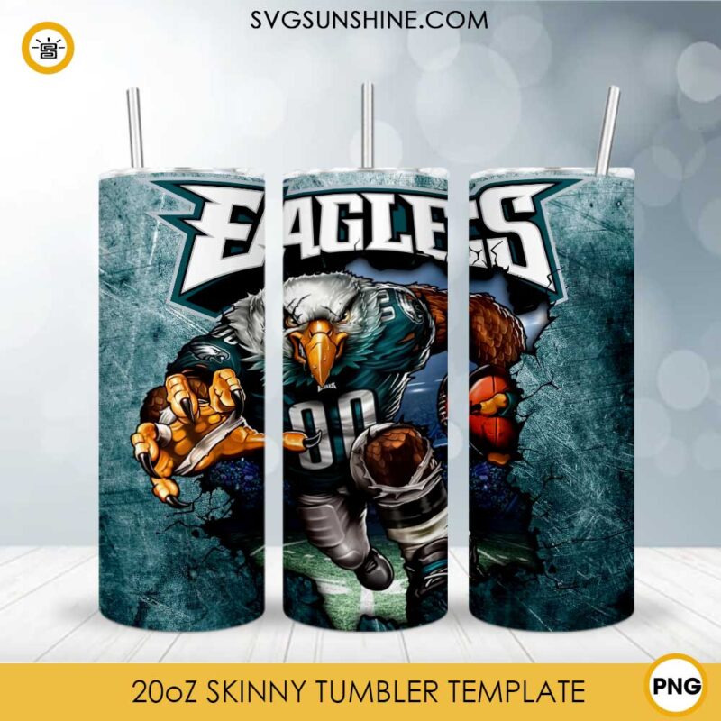 Philadelphia Eagles 20oz Skinny Tumbler Template PNG, Eagles Football