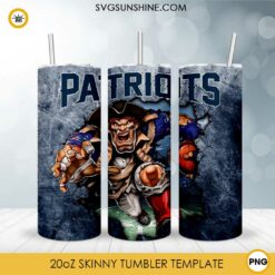 New England Patriots 20oz Skinny Tumbler Template PNG, Patriots Football Tumbler PNG File Digital Download
