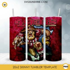 San Francisco 49ers 20oz Skinny Tumbler Template PNG, 49ers Football Tumbler PNG File Digital Download
