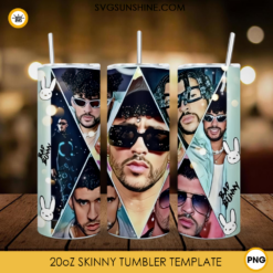 La Playa Bad Bunny 20oz Skinny Tumbler Template PNG, Bad Bunny Skinny Tumbler Design PNG File Digital Download