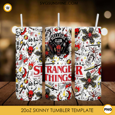 Stranger Things Hellfire Club 20oz Skinny Tumbler Template PNG