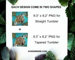 Leopard 20oz Skinny Tumbler PNG, Leopard And Flowers Tumbler PNG File Digital Download