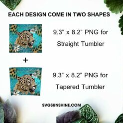 Leopard 20oz Skinny Tumbler PNG, Leopard And Flowers Tumbler PNG File Digital Download