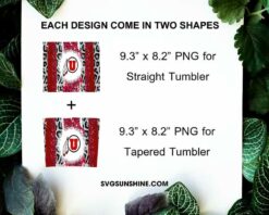 Utah Utes 20oz Skinny Tumbler PNG Design Files Digital Download