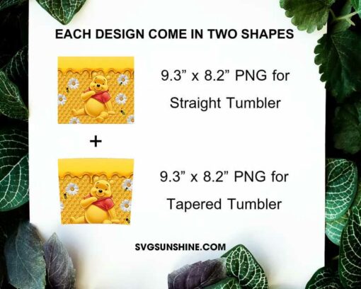 Winnie The Pooh 20oz Skinny Tumbler PNG Design Files Digital Download