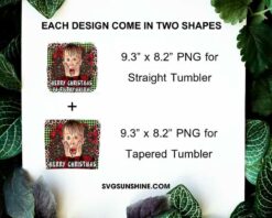 Home Alone 20oz Skinny Tumbler Template PNG, Merry Christmas Ya Filthy Animal Tumbler PNG File Digital Download