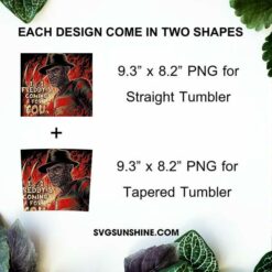 Freddy Krueger 20oz Tumbler Template PNG, One Two Freddy's Coming For You Tumbler PNG File Digital Download