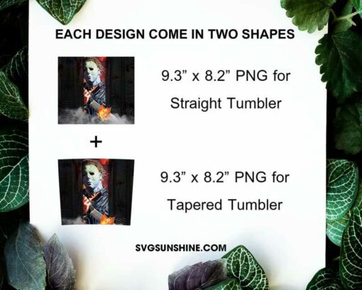 Michael Myers Halloween 20oz Skinny Tumbler Template PNG, Michael Myers Tumbler Template PNG File Digital Download