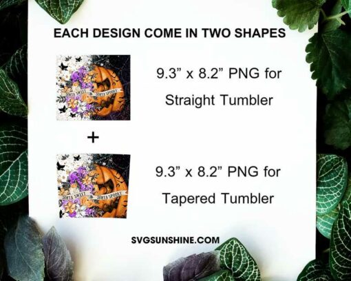 Sorta Sweet Sorta Spooky 20oz Skinny Tumbler Template PNG, Pumpkin Halloween Tumbler PNG File Digital Download