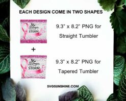 Stronger Than The Storm 20oz Skinny Tumbler Template PNG, Breast Cancer Tumbler PNG File Digital Download