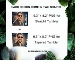 Bad Bunny Designs 20oz Skinny Tumbler PNG, Bad Bunny Tumbler PNG File Digital Download