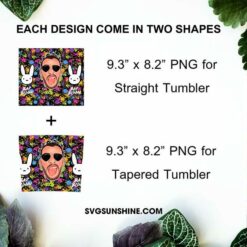 Bad Bunny Watercolor Design 20oz Skinny Tumbler Template PNG, Bad Bunny Tumbler PNG File Digital Download