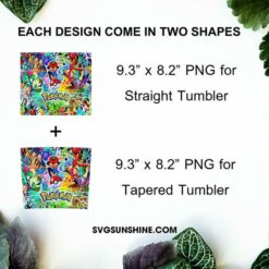 Pokémon 20oz Skinny Tumbler Template PNG, Pikachu And Red Tumbler PNG File Digital Download