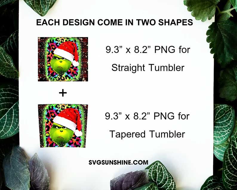 Grinch Leopard Christmas 20oz Skinny Tumbler Template PNG