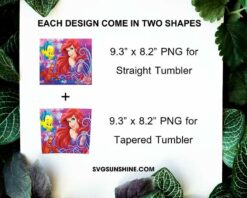 The Little Mermaid 20oz Skinny Tumbler Template PNG