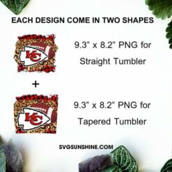 Kansas City Chiefs Leopard Skinny Tumbler Template PNG, Kansas City Chiefs Tumbler PNG File Digital Download