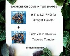 Los Angeles Chargers 20oz Skinny Tumbler Template PNG, Chargers Football Tumbler PNG File Digital Download
