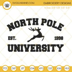 North Pole University Reindeer Christmas Embroidery Design File