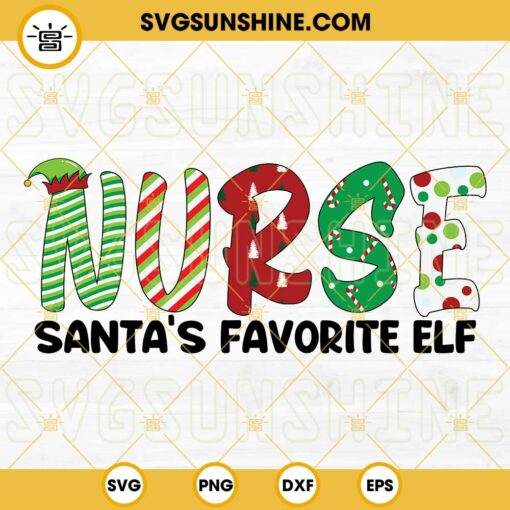 Nurse Santa's Favorite Elf SVG, Nurse Santa SVG, Xmas Nurse SVG, Merry Christmas Gift For Nurse SVG