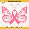 Pink Ribbon Butterfly SVG, Breast Cancer Awareness SVG, Fight Cancer SVG PNG DXF EPS