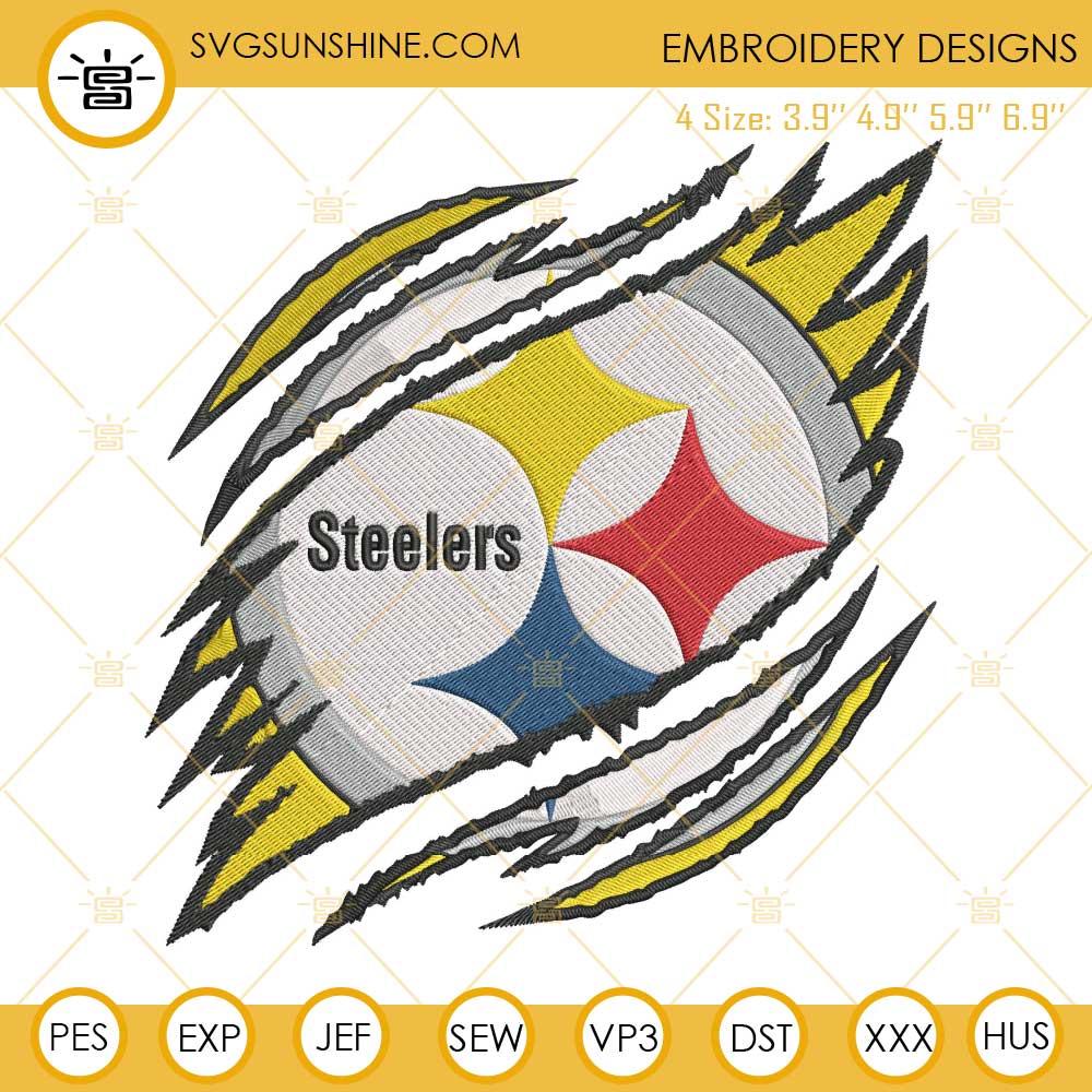 Pittsburgh Steelers Ripped Claw Machine Embroidery Design File
