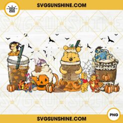 Pooh Halloween Coffee Latte PNG, Halloween Coffee PNG, Winnie The Pooh Coffee Latte PNG